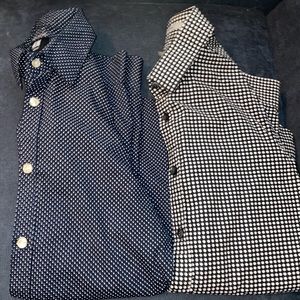 2Polka Dot Long Sleeve Fitted Button Down Shirts Size X-Small Express:Forever21